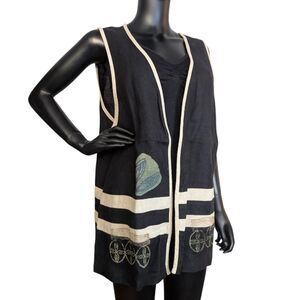 Blue Cactus Women’s Linen Open Front Vest XL Black Made in USA